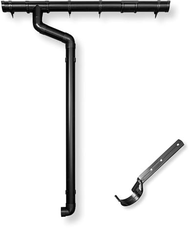 4 Home & Garden Gouttière semi-circulaire 65 mm anthracite | Fixation avec fer de gouttière | Kit complet avec tuyau de descente jusqu'à 750 cm | Type 250 tuyau de descente DN 60 | Plastique PVC