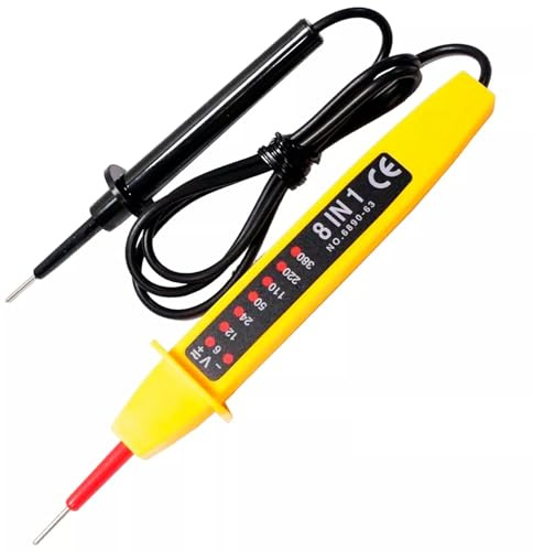 TECHZOCO Comprobador tester de circuitos eléctricos, herramienta voltaje eléctrico, Comprobador de voltaje y tensión eléctrica, Comprobador eléctrico, Apto para voltaje CC y CA, Rango voltaje 6-380V
