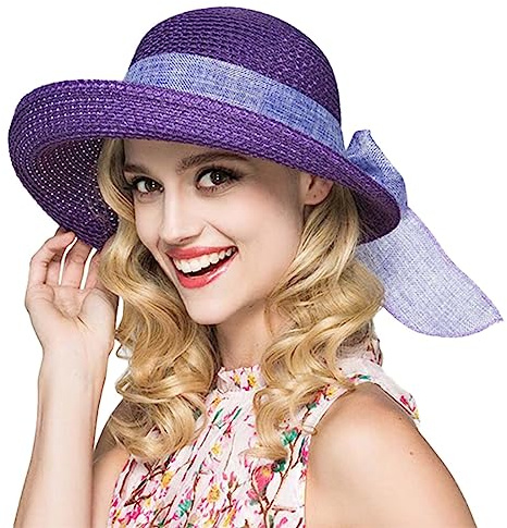 SRZYMJ Lila Damen-Fascinator-Hut mit breiter Krempe, Vintage-Filz, mit Schleier, Winter, Hochzeit, Party, Hut Sonnenhut Damen Gold Fischerhut Grau Sommerhut Herren