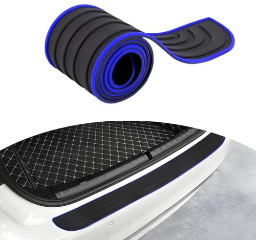 WHLYQF Auto Ladekantenschutz Stoßstangenschutz, Für VW T-Cross T-ROC Tacqua Talagon Taos Stoßstangenschutz PVC Anti-Kratz,Selbstklebender heckstoßstangenschutz, C-Black Blue