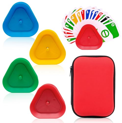 JLNGTHONG 5-teiliges Spielkartenaufbewahrungs-Set, Spielkartenhalter-Set, Spielkartenhalter für Kinder, langlebiges Kunststoff-Dreieck, Stehkartenspiel-Halter für Party mit Freund, Familientreffen