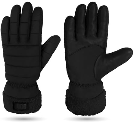 UGG Allwetter-Handschuhe für Damen mit flauschigen Manschetten, Schwarz, Small / Medium
