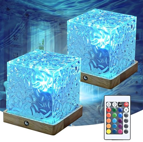 LETOUR 2 Packs Ocean Lamp Luminorthe Cube Lamp Northern Lights Projector 16 Colors & 30 Modes Wave Night Light for Kids, Ceiling Projector for Bedroom/Party/Game Rooms