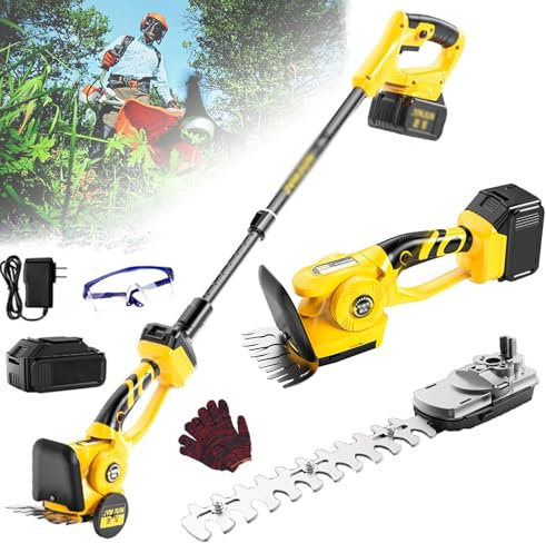 YZRDCXM Tagliasiepi a Batteria, tagliasiepi Elettrico a Batteria, tagliasiepi Elettrico Regolabile a 180° con 2 Lame intercambiabili e Asta telescopica, for Giardino, arbusti, rifinitura del Prato