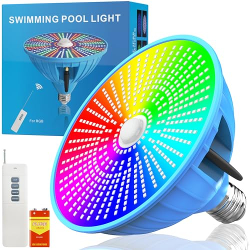Pool Lights for Inground Pool 120V 80W Led Light RGB Color Changing Light Bulb with Remote Control, E26/E27 Replacement for Pentair Hayward Fixture
