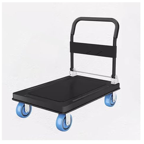 Faltbarer Plattformwagen, Hochleistungs-Rollwagen, beweglicher Lager-Schiebewagen, beweglicher Pritschenwagen mit stummen Rädern, Schwarz, 90 x 60 x 85 cm