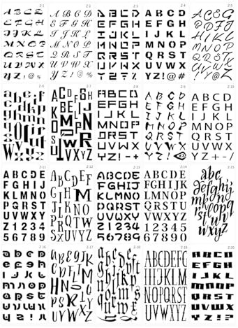 Buchstabenvorlagen, Alphanumerische Vorlagen, Tagebuchvorlagen, Kleine Scrapbook-Vorlagen – für Scrapbooking, Malerei, Bildung und Zeichnung