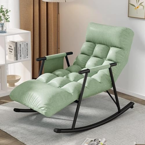 Moderner Schaukelstuhl für den Innenbereich, für Erwachsene, verstellbarer Relaxsessel mit dicker Polsterung, perfekt für Schlafzimmer, Wohnzimmer, Lesen, Lounge und Balkon, Grün