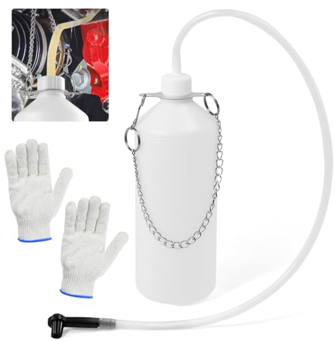 VGECEE 1 Serbatoio Liquido dei Freni 1L con 1 Paio di Guanti, Bottiglia di Spurgo per Freni e Frizione Spurgo Freno Bottiglia Sfiato dei Freni con Tubo da 60 Cm e Adattatore per Cambio Olio e Scarico