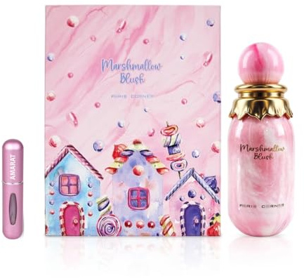 Marshmallow Blush Eau de Parfum, långvarig arabisk parfym 100 ml, söt doft med noter av jordgubbe, marshmallow, vanilj och apelsinblomma, inklusive sprejflaska