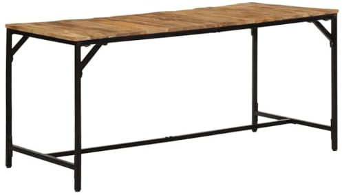QZZCED Mesa de Comedor Madera Maciza de Mango sin Tratar Mesa de Comedor de Madera Mango, Tablero Resistente y Marco Hierro Estable 160x80x75 cm