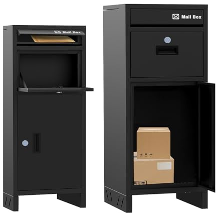 Paketbox Draussen Groß XXL|Diebstahlschutz Großer Briefkasten mit Paketfach|Personalisierbare Adressaufkleber|Geeignet für Wohnungen, Häuser, Büros und|Keine Installation Erforderlich(40*40*98 cm)