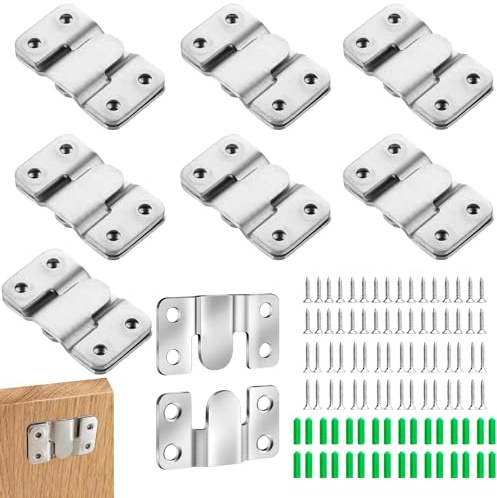 ganci interbloccati per quadri 8 pezzi 54×30 mm con 32 viti in acciaio inox, portata 20 kg, staffe di fissaggio per cornici specchi mobili pesanti parete casa ufficio