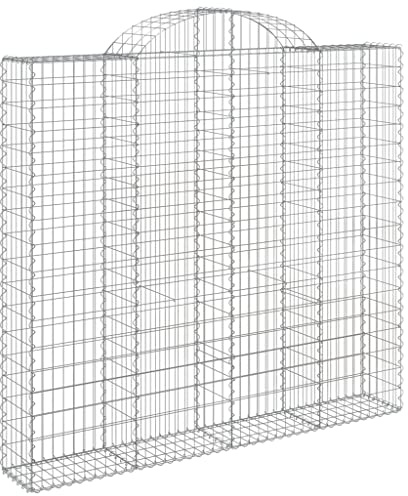 Nqyjm Clôture en Maille de Jardin Paniers à Gabions Arqués 2 pièce 200x50x180/200 cm Fer Galvanisé, Mur à Gabion Cages à Pierres pour Terrasse Extérieur Pelouse Décorative