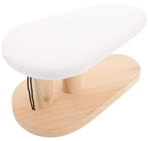 TOYANDONA Table à Repasser Ronde Multifonctionnelle en Bois Massif, Support Stable pour Repassage de Vêtements la Maison, Tapis de Repassage Compact Adapté au Défroisseur Vapeur, Planche