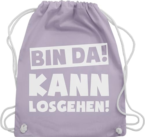 Turnbeutel Rucksack - Sprüche Statement mit - Bin da kann losgehen Spruch I - Unisize - Pastell Lila - hipster bag beutel+rucksack+mit+sprüchen sprueche gruppen beutel tasche party sprüchen