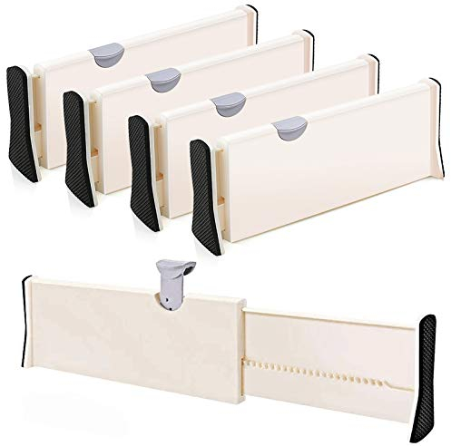 Verstellbare Schubladenteiler, Organizer, Trennwände – gute Griffigkeit, Kommoden-Organizer – für Schlafzimmer, Badezimmer, Schrank, Baby-Schublade, Schreibtisch, Küchenaufbewahrung, 4 Stück