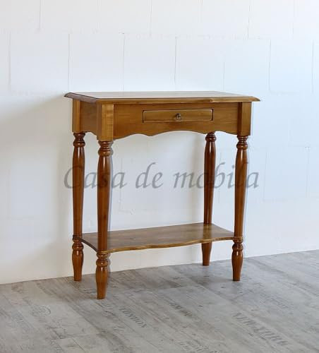 CASA Massivholz Telefontisch mit gedrechselten Beinen Varese 74x79x33cm Bernsteinfarben lackiert