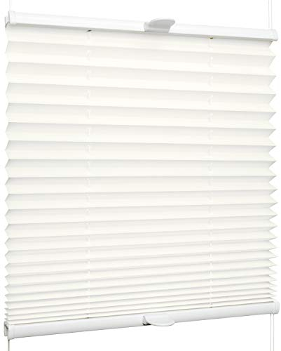 SchattenFreude Klemmfix-Plissee für Fenster | Mit Klemm-Haltern | Ohne Bohren | Naturweiß, Breite: 95cm x Höhe: 130cm