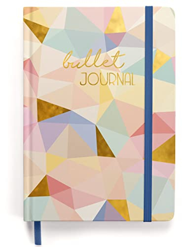 Papierdrachen Premium Bullet Journal - (Geometrisch) - Notizbuch A5 gepunktet | 192 Seiten dickes 120g/m² dotted Papier | mit Punkteraster, Gummiband, Stifthalter, Dreieckstasche, Anleitung
