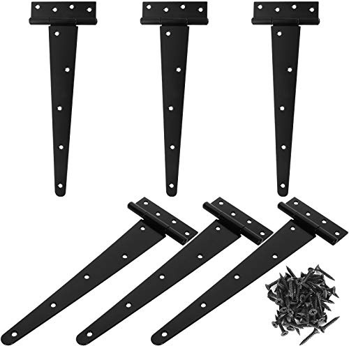 6 Stück 30,5 cm T-Strap Schuppen Scharnier Heavy Duty Schwarz T-Scharnier Tür Scheunentor Scharniere Zaun Garten Schuppen Tür Scharniere Schmiedee Rustikale Hardware Eisen
