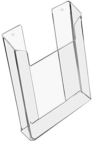 HMF 46842 Expositor de folletos para pared, acrílico, DIN A5, formato vertical, 16,5 x 21 x 3,5 cm, transparente