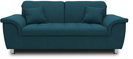 DOMO. collection Sofa Franzi, 2-Sitzer Couch, 2er Garnitur mit Nackenfunktion, Polstergarnitur 190 x 105 x 81 cm (BxTxH), türkis (blau)