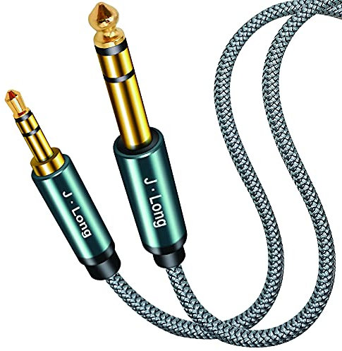 J·LONG 3.5mm to 6.35mm Stereo Audio Cable 0.5M,Nylon Braid 1/4 to 1/8 Audio Cable,3.5mm Male to 6.35mm Male TRS Compatible for iPod, Laptop,Home Theater Devices, and Amplifiers (50cm)