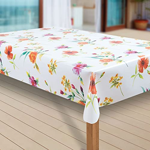 laro Wachstuch-Tischdecke Abwaschbar Garten-Tischdecke Wachstischdecke PVC Plastik-Tischdecken Eckig Meterware Wasserabweisend Abwischbar |70|, Muster:Sommer Blumen Mix, Größe:100x140 cm