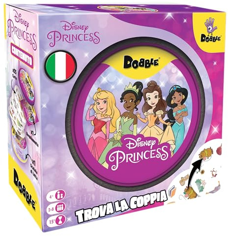 Asmodee – DOBBLE: DISNEY PRINCESS – Carte da Gioco per Famiglie e Amici