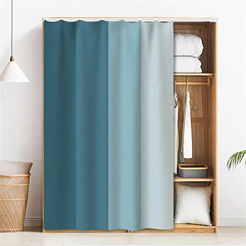 Liveinu Rideaux Armoire pour Armoire de Cuisine, Salle de Bain, Rideau Anti-poussière pour étagères, Panneau Mural,Installation Crochet et Boucle Dégradé de Couleur 80x140cm （L x H Bleu 3