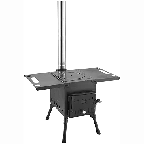 Stufa da campeggio,Griglia Stufa a legna portatile Tufa a legna per tenda grande con 3 canne fumarie, stufa a legna per esterno per campeggio, escursionismo, viaggio, picnic(Color:Steel Plate Furn