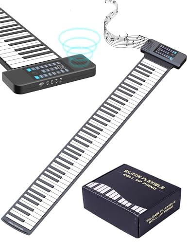 Bewinner E Piano mit Keyboards - Bluetooth MIDI 88 Tasten Roll Up Klavier mit 128 Tönen & Eingebautem Lautsprecher, Wiederaufladbare Tragbares Piano für Kinder und Erwachsene