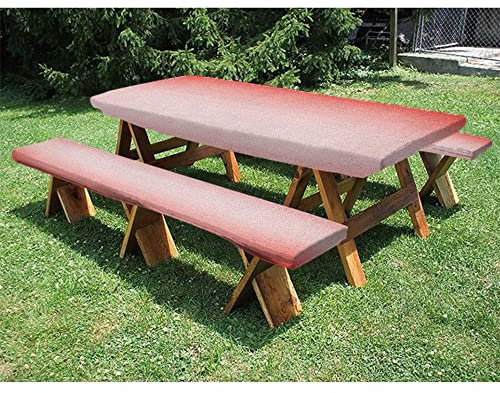 Peach Picnic - Mantel ajustable y funda para asientos de banco, para exteriores, parque, terraza, 28 x 72 pulgadas, coral oscuro