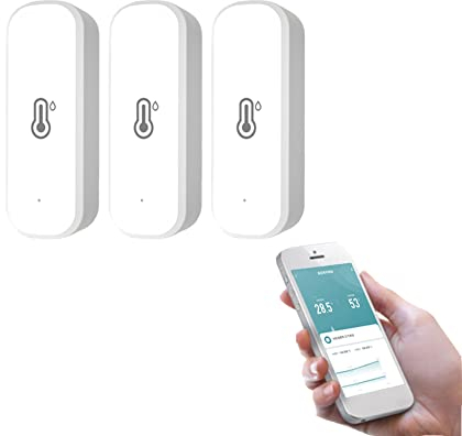 RANRAO 3PCS per Tuya WiFi igrometro termometro sensore per la casa, WiFi Sensore di umidità della temperatura con rilevatore di umidità della temperatura intelligente wireless