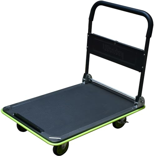 Wonday Faltbarer Trolley, 300 kg, Kapazität für Werkzeuge, Maße aufgeklappt, 90 x 84,5 x 60 cm, Grau/Schwarz
