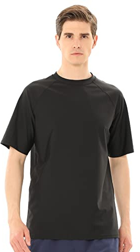 TIZAX UV Badeshirt Herren Kurzarm Schwimmshirt Rash Guards UPF50+ Sonnenschutz Männer Wassersport T-Shirt Schnelltrocknend