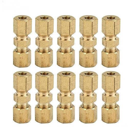 Lot de 10 connecteurs de ligne de frein de 3/16, raccords d'écrous en laiton, tuyau de frein en cuivre pour système de ligne de frein sans évasement, connecteur sans bride de 4,75 mm
