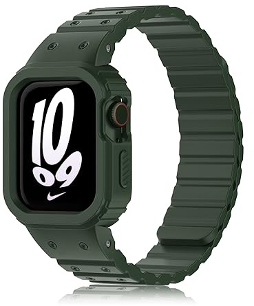 Tuocal Bracelet magnétique compatible avec Apple Watch 49 mm, 45 mm, 44 mm, 42 mm, en silicone magnétique, pour iWatch Ultra 2 / Ultra Series 9 8 7 6 5 4 3 2 1 SE Femme et homme