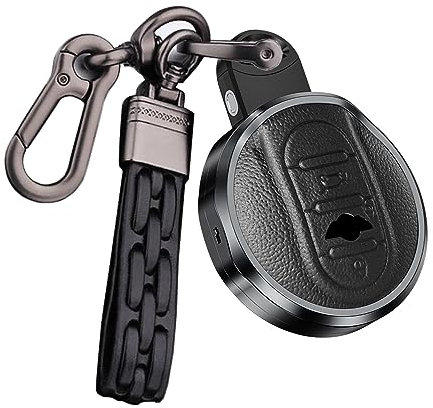 ontto Autoschlüssel Hülle Passt für BMW Mini Schlüssel hülle Metall Leder Schutzhülle für Mini F54 F55 F56 F57 F60 Cooper S Clubman Cabrio Countryman Schlüsselanhänger Zubehör 3-Tasten-B Schwarz