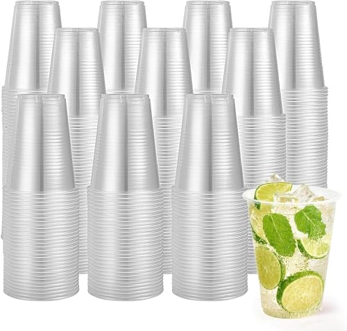Pack de 500Uds 220ml Vasos Reutilizables de plástico polipropileno Transparente ideal para fiestas y eventos (500, 220ml)