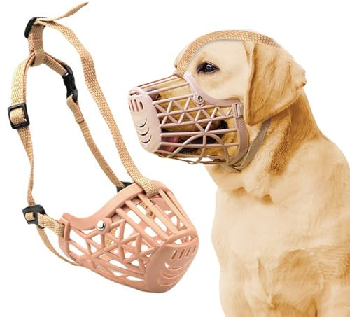 PETCUTE Maulkorb Hund,Korbmaulkorb füR Hunde,Verstellbar und Sicher Atmungsaktiv Maulkorb Für Kleine Mittlere Große Hunde mit Wattiertem Nasenstück,Beißschutz,Braun XL