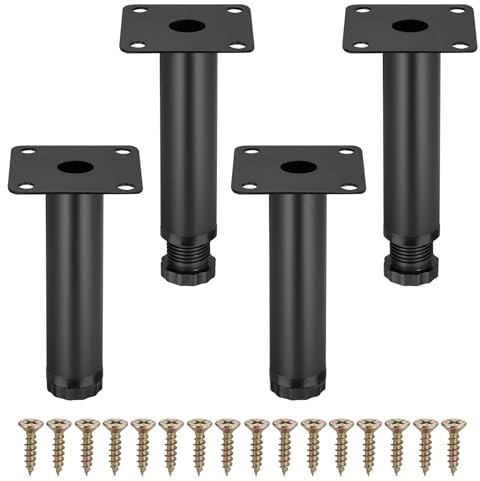 Zocipro 4 Stück Möbelbeine,10cm Sofa Füße Verstellbare Metall Möbelfüsse Schwarz,Möbelfüße für Schrankfüße,Füsse für Tisch,Schrankfüsse,Schränke Beine Füße,Beine für Möbel