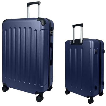 MY TRAVEL BAG Hartschalen-Koffer Reisekoffer ABS Koffer (Handgepäck-Mittel-Groß-Set) 4 Doppel-Rollen Trolley (Dunkelblau, Handgepäck (55cm))