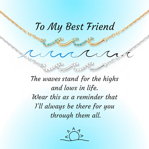 Lezmoii Best Friend Bracelet 14K Gold Plated Matching Friendship Bracelets Best Friend Friendship Gifts for Women (Wave)