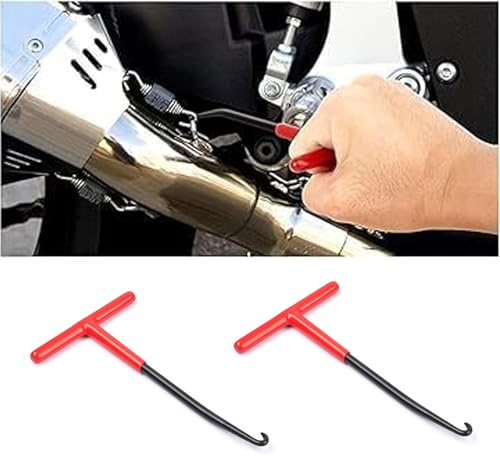 ANBOO 2 Stück Federhaken Auspufffeder Haken Abzieher Werkzeug Hochwertiges Motorrad Federzieher Set T-förmiger Griff Federzieher Für Einfache Montage Und Demontage Von Auspuff Und Bremsfedern