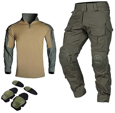 Jagdanzug Tarnung Taktische Uniform Armee Kampf Sets Airsoft Paintball Cargohose G3 ARMY GREEN L