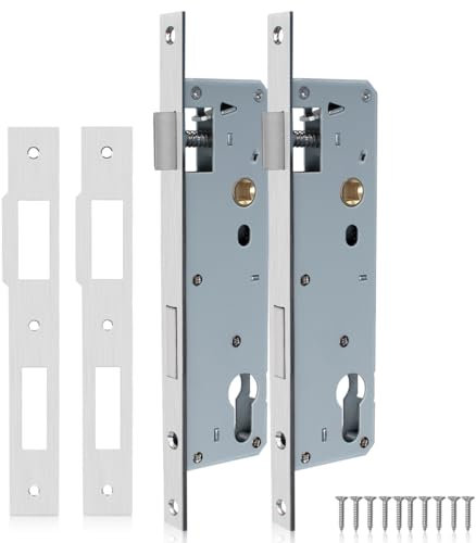 Bwintech 2 Pcs Serrure À Mortaiser 9240 En Acier Inoxydable, 92MM Centre 40MM Backset Corps De Serrure, Satin Nickel Frame Door Lock Pour Portes Intérieures Et Extérieures