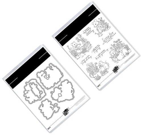 Niedliche Maus Garten Pflanzen Blumen klare Stempel und Metall Stanzformen Set mit Paket Umschlag Box für Kartenherstellung DIY Scrapbooking Supplies Silikon Stempel