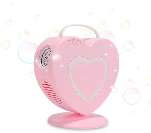 Solinder Seifenblasenmaschine Elektrische Seifenblasenmaschine für Outdoor Hochzeit Party Interaktive Herzform Wiederaufladbare Batterie Tragbarer Bubble Maker Mehrloch-Fernbedienung Laden Automatisch